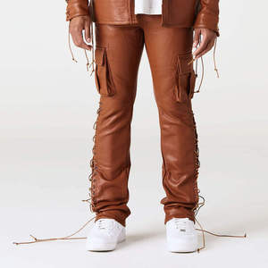 Pantalon décontracté en cuir pour homme PIHA SPORTS, taille haute, coupe droite, devant plat, imperméable, pour l'hiver et les activités de plein air, avec braguette zippée - Product Image 1