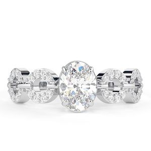 Anillo de Compromiso de Oro Blanco con Diamante Cultivado en Laboratorio de Corte Ovalado de 1.50CT, Estilo Elegante para Mujer, RITZIN - Product Image 6