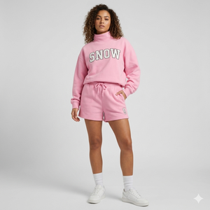 Conjunto de Pantalones Cortos y Top de Cuello Alto para Mujer, Colección de Invierno, Cómodo, Suave, Cálido, Informal, Elegante, para Uso Diario - Product Image 1