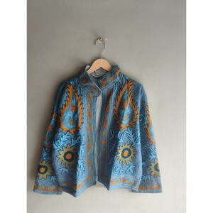 Hand Embroidered Cotton Jacket Women Mandarin Collar Floral Pattern Full Sleeve Spring Bohemian Style Prairie Chic <b>gift</b> <b>for</b> <b>her</b> - Product Image 1