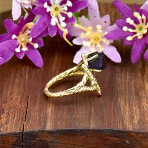 Natural Raw <b>Amethyst</b> February Birthstone 18K Gold Plated <b>Ring</b> for Women Raw Natural <b>Amethyst</b> 925 Sterling <b>Silver</b> <b>Ring</b> Jewelry - Product Image 4