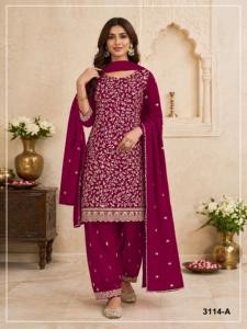 Traje Semi-Solucionado Dhwaja Export Fox Georgette con Bordado y Trabajo de Codificación, Estilo Moderno para Bodas y Fiestas - Product Image 3