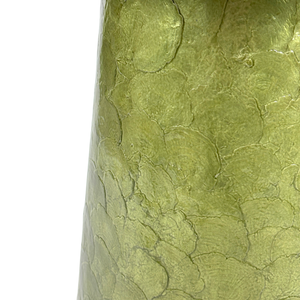 Handmade Hourglass Capiz Inlay <b>Stool</b> with Vertical Mosaic Pattern Decorative White Mother of Pearl MDF Accent Side <b>Table</b> - Product Image 4