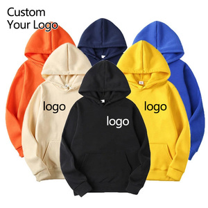 Sweat-shirt à capuche pour homme avec logo personnalisé, 100% coton French Terry, couleur unie, pull décontracté avec poche avant, coupe classique - Product Image 1