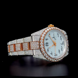 Personnalisé S # Montre de luxe haut de gamme avec cadran à deux tons or rose, entièrement sertie de diamants, certifiée par un testeur de diamants - Product Image 6
