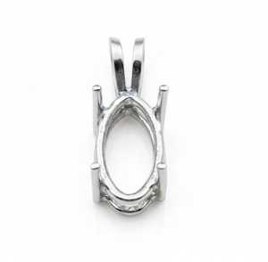 Base de Plata de Ley 925 Genuina con Engaste Preperforado para Colgante de Marquesa de 8x16mm, Semimontura para Piedra Marquesa Facetada, Componente de Joyería - Product Image 1
