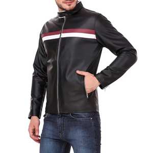 Veste en cuir de motard pour homme, style streetwear, imperméable, en cuir véritable, qualité supérieure, style personnalisé - Product Image 2