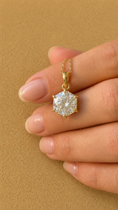 2 Carat 14K <b>Solid</b> <b>Gold</b> Hexagon Cut Lab Grown Diamond <b>Pendant</b> for Women | Minimalist Necklace Charm | Custom Fine Jewelry - Product Image 5