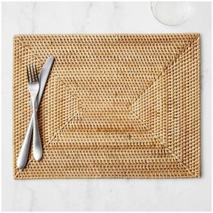 30x40cm Rectangular Bohemian Design Rattan <b>Placemats</b> Handmade Woven Natural Look 10mm Thick Wholesale Tableware Restaurant Table - Product Image 5