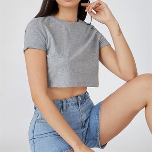 Custom Vendors Summer Sexy <b>Women's</b> O Neck Streetwear Short Sleeve Slim Fit Tees Crop <b>Tops</b> <b>Women</b> Casual T Shirts - Product Image 2