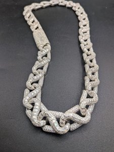 <b>Iced</b> <b>Out</b> Link <b>Chain</b> Necklace VVS Moissanite Baguette Diamond Miami <b>Chain</b> Hip Hop Jewelry For Men In 925 Silver - Product Image 5