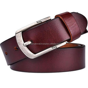 <b>Vintage</b> Single Ply Brown Leather Casual <b>Belt</b> with Heavy Brass Pin Buckle Men's Fashion Leather Casual <b>Belt</b> in All Custom Sizes - Product Image 5