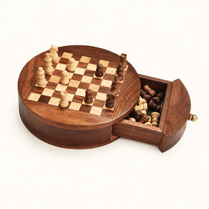 Handmade Indian Rosewood Magnetic Chess Set |Wooden Travel Chess Board with Storage Drawer Classic Game Collection Premium Style - Product Image 1