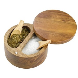 Salero Cuadrado Clásico Hecho a Mano, Impermeable y Ecológico, Azucarero, Caja de Sal, Tarro de Especias, Contenedor de Almacenamiento de Cocina de Madera para Fiestas - Product Image 2