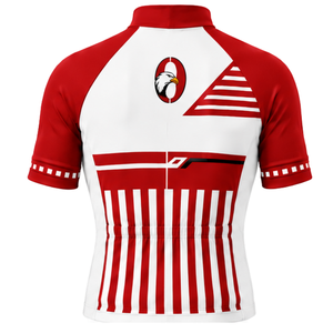 Maillot de cyclisme rouge et blanc à manches courtes avec fermeture éclair, respirant, personnalisé pour équipe, vêtements de sport pour cyclistes - Product Image 2