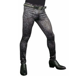 Pantalones de Cuero Transpirables de Color Sólido, Pantalones de Piel de Serpiente Genuina de Primera Calidad para Hombre - Product Image 4