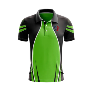Maillot de cricket pour homme noir et vert à sublimation, polo à manches courtes, vêtement de sport pour l'entraînement et les matchs, tenue de performance athlétique - Product Image 1