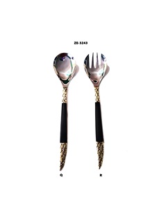 Handmade American Style Stainless Steel Spoon Fork Knife <b>Flatware</b> Set Luxury Matte Black Finish Modern Design ZE-3240 Model - Product Image 2