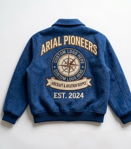 Veste universitaire en laine mélangée pour homme, sur mesure, avec broderie chenille personnalisée, patchs lettres, col bomber, hiver - Product Image 2