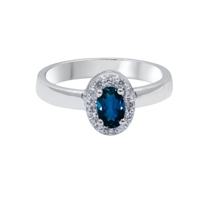 925 Sterling Silver London <b>Blue</b> <b>Topaz</b> & Cubic Zircon Jewelry Set | Necklace <b>Earrings</b> Ring Set for Women Bridal Party - Product Image 3