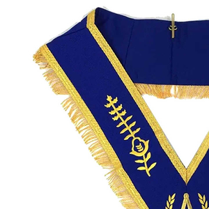 Col de veste maçonnique bleu personnalisé, brodé avec bordure dorée, design classique, badge à coudre sur vêtement - Product Image 2