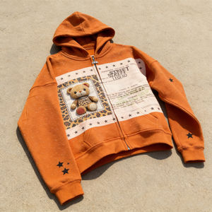 Sudadera con Capucha Oversize para Hombre, Diseño de Oso 3D, Detalle de Puntos Desgastados, Estilo Casual Urbano Vintage, 100% Algodón, Invierno - Product Image 1