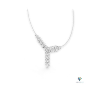 14.02ct White Gold Pear Shape Lab Grown Diamond V-<b>Necklace</b> in 14K Solid Gold, Elegant Drop Pendant <b>Statement</b> Jewelry for Wedding - Product Image 3