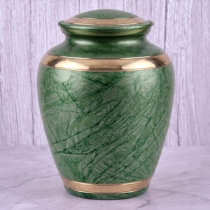 Urna Funeraria de Latón Personalizable de Estilo Americano con Patrón de Mármol Azul Dorado Tallada a Mano para Cremación de Adultos - Product Image 6