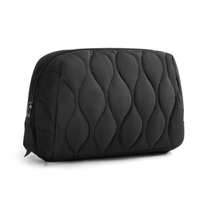 New quilted feather waterproof toiletry bag, cosmetic <b>storage</b> padded travel handle zipper portable <b>makeup</b> <b>storage</b> bag - Product Image 2