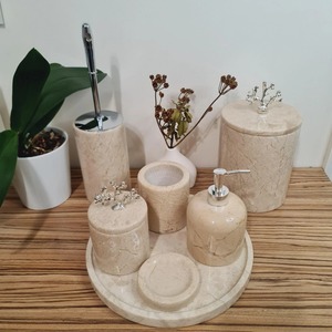 Marble & Metal Classic Six-Piece <b>Bathroom</b> <b>Accessory</b> <b>Set</b> with Customized Shape Durable Eco-Friendly Easy to Clean & Install - Product Image 5