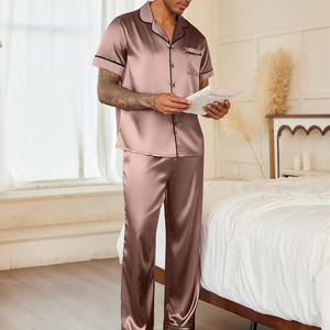 Pyjama et tenue de nuit décontractée pour homme en satin 100 % soie, tissu lisse, boutonnée, hiver, entièrement personnalisable, faible MOQ - Product Image 4