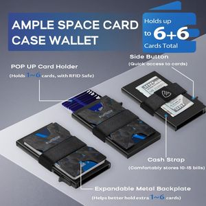 Porte-cartes de visite fin pour homme avec fonction pop-up, blocage RFID, design mince, étui en métal pour homme et femme - Product Image 3