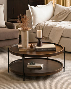 โต๊ะกาแฟไม้โมเดิร์น Madera Finekraft หน้าไม้ โครงโลหะ พร้อมชั้นวางของ เฟอร์นิเจอร์ห้องนั่งเล่น ดีไซน์มินิมอล พับได้ รับประกัน 1 ปี - Product Image 2