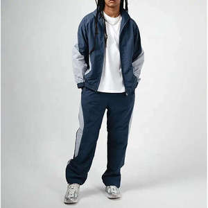 Conjunto Deportivo Retro para Hombre, Chaqueta Cortavientos y Pantalón, Diseño Color Block, Unisex, Estilo Vintage, Impermeable, Venta al Por Mayor - Product Image 1