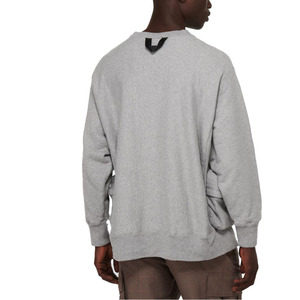Sweat-shirt à col rond surdimensionné pour homme, gris uni, en coton tricoté, avec poche, style décontracté, pour l'automne - Product Image 2