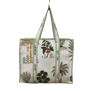 EcoDari Quilted Cotton Canvas Boho Tote <b>Bag</b> Striped Large Capacity Off-<b>White</b> Travel Shoulder Handbag Women Daily Use Maharashtra - Product Image 5