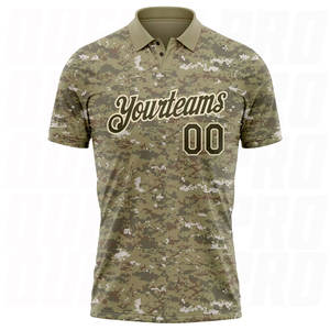Polo de golf d'équipe Dry Fit sublimé respirant, maillot de sport camouflage olive crème, performance Salute Service - Product Image 5