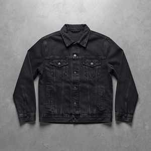 Chaqueta vaquera negra para mujer, estilo camionero, manga larga, cuello vuelto, cierre de botones, bolsillo en el pecho, chaquetas vaqueras para damas - Product Image 1
