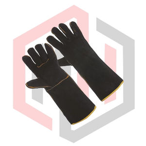 Gants de soudage noirs en cuir de vachette de haute qualité, confortables, protection du devant du bras, manchette de sécurité, antistatiques, résistants aux déchirures - Product Image 4
