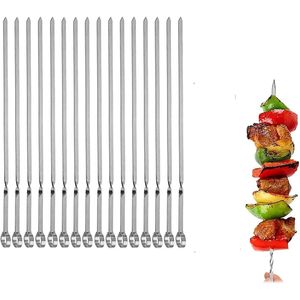 Juego de Brochetas Planas Reutilizables para Barbacoa, Brochetas Metálicas para Asar, Accesorios de Cocina - Product Image 1