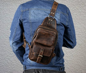 All Seasons Easy Carry Anti-Theft Zipper Fashion Genuine Leather Chest <b>Bag</b> Travel Hiking Waterproof Portable Customizable Color - Product Image 6