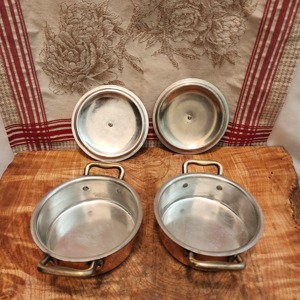 Marmites à soupe en cuivre avec couvercles, à double poignée, design vintage, intérieur en acier inoxydable, compatibles four, cuisinière à gaz et à induction - Product Image 4