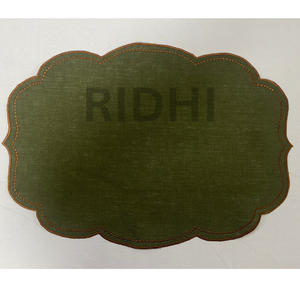 Manteles Individuales de Lino Verde Bosque Bordados al por Mayor de Ridhi, Manteles de Tela Reutilizables Hechos a Mano para Bodas, Hoteles y Comedores - Product Image 2