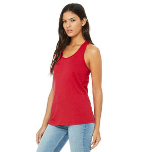 Camiseta sin mangas de algodón peinado y poliéster anillado Airlume color azul marino para mujer, elegante, transpirable, estilo racerback, top largo tipo jersey. - Product Image 5