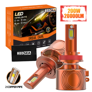 Redsea R35 Car <strong>Led</strong> Headlight 200W 20000lm H13 H3 H4 H11 9005 H7 <strong>Led</strong> Headlamp 6500K 12V Csp4070 15 Cores Car Headlight Bulb - Product Image 1