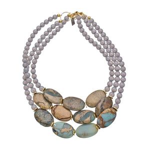 Handmade Resin Beaded <b>Necklace</b> With Gold Tassel And Cream Square Accents Fashion <b>Statement</b> Jewelry Wedding Party For Women - Product Image 5