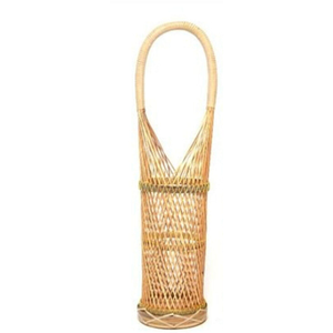 Cesta para Botellas de Vino, Soporte Tejido de Mimbre con Asa, Estante de Almacenamiento de Bambú y Ratán - Product Image 6