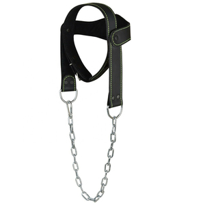 High Quality Strong Heavy Duty Anti-Slip Breathable Unisex Cowhide <b>Leather</b> Head <b>Harness</b> with Genuine Steel for Gym Training - Product Image 1