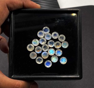 Lot de pierres précieuses en pierre de lune arc-en-ciel naturelle, taille ronde, 9 mm, certifiées IGI, pour la fabrication de bijoux, boucles d'oreilles et pendentifs - Product Image 6