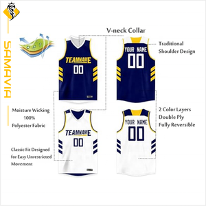 SAMAVIA Custom Reversible Basketball Jersey Lightweight <b>Mesh</b> 100% Polyester 150gsm Anti-Bacterial Teamwear <b>Shirts</b> & Clothing - Product Image 2